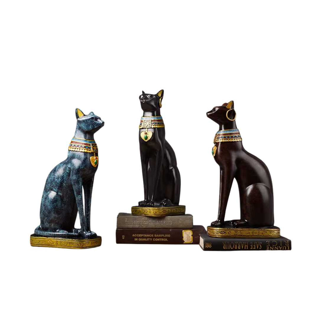 Hom & Ember – Elegant Egyptian Cat Figurine in Polished Resin for a Serene Ambiance - Hom & Ember