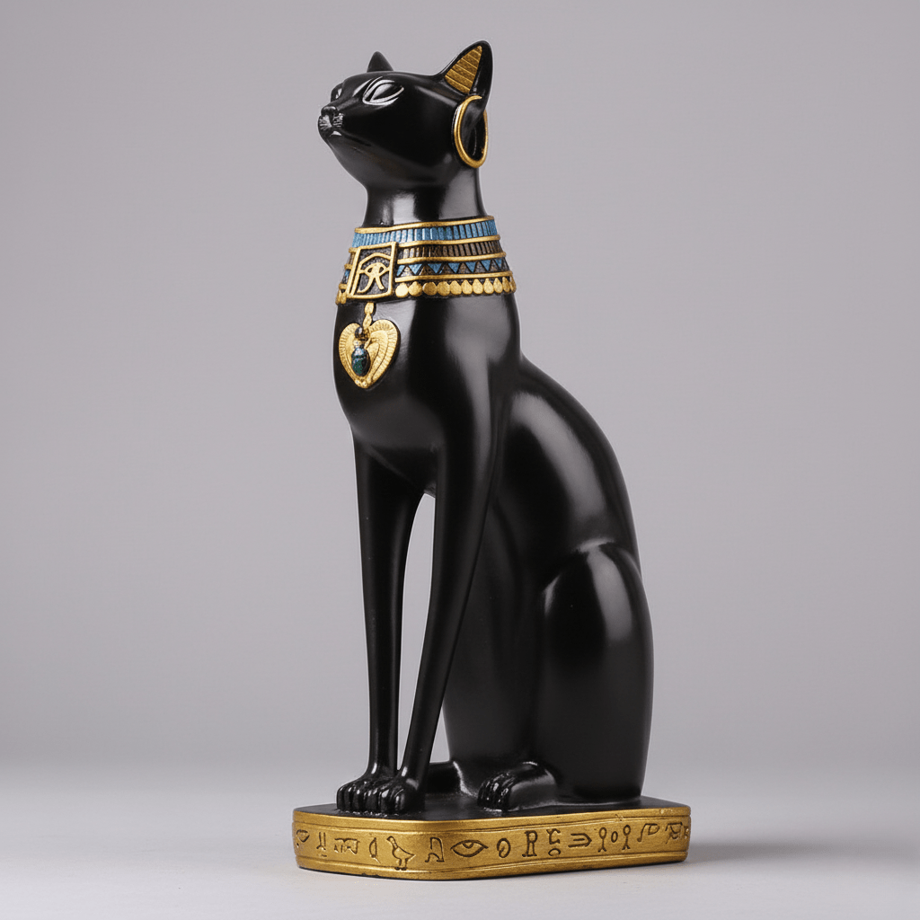 Hom & Ember – Elegant Egyptian Cat Figurine in Polished Resin for a Serene Ambiance - Hom & Ember