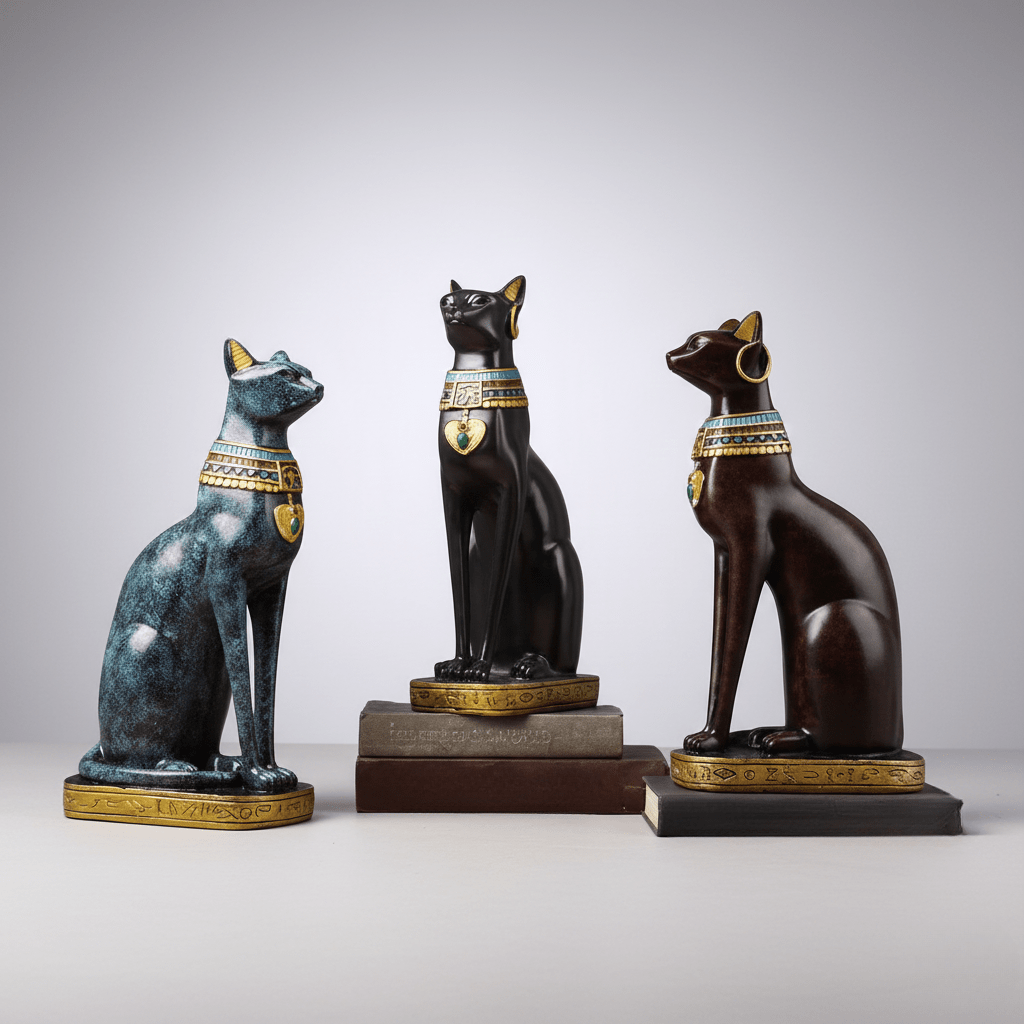 Hom & Ember – Elegant Egyptian Cat Figurine in Polished Resin for a Serene Ambiance - Hom & Ember