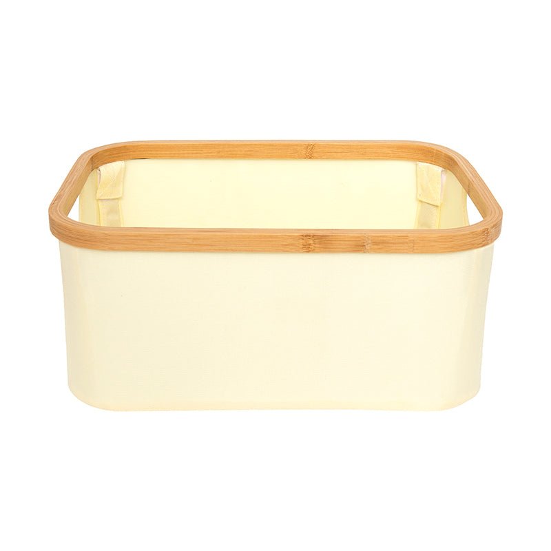 Hom & Ember – Elegant Foldable Ecru Fabric and Bamboo Laundry Basket for a Chic and Organised Spaces - Hom & Ember