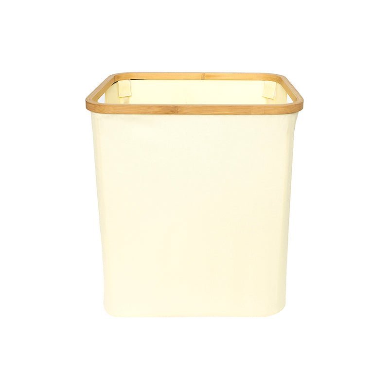 Hom & Ember – Elegant Foldable Ecru Fabric and Bamboo Laundry Basket for a Chic and Organised Spaces - Hom & Ember