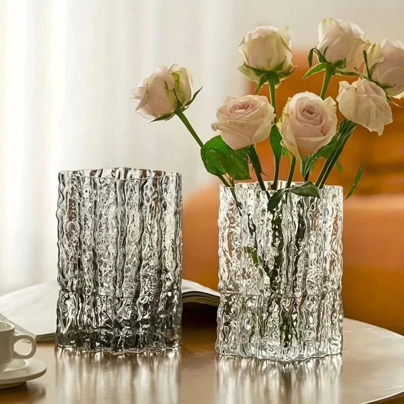 Hom & Ember – Elegant Frosted Textured Glass Vase for a Chic Home Décor with Timeless Charm - Hom & Ember