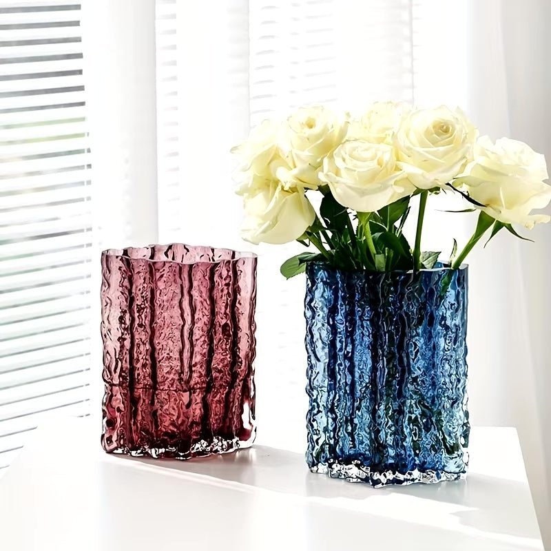 Hom & Ember – Elegant Frosted Textured Glass Vase for a Chic Home Décor with Timeless Charm - Hom & Ember