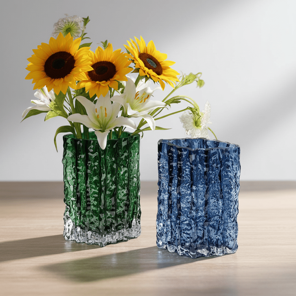 Hom & Ember – Elegant Frosted Textured Glass Vase for a Chic Home Décor with Timeless Charm - Hom & Ember