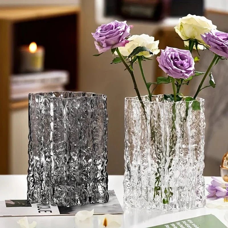 Hom & Ember – Elegant Frosted Textured Glass Vase for a Chic Home Décor with Timeless Charm - Hom & Ember