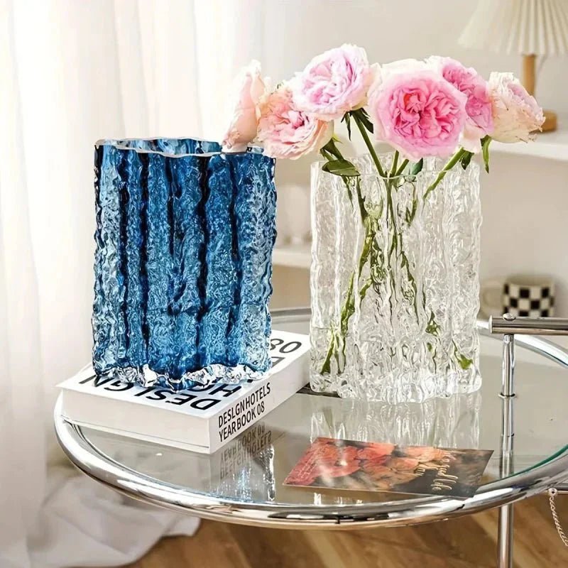 Hom & Ember – Elegant Frosted Textured Glass Vase for a Chic Home Décor with Timeless Charm - Hom & Ember