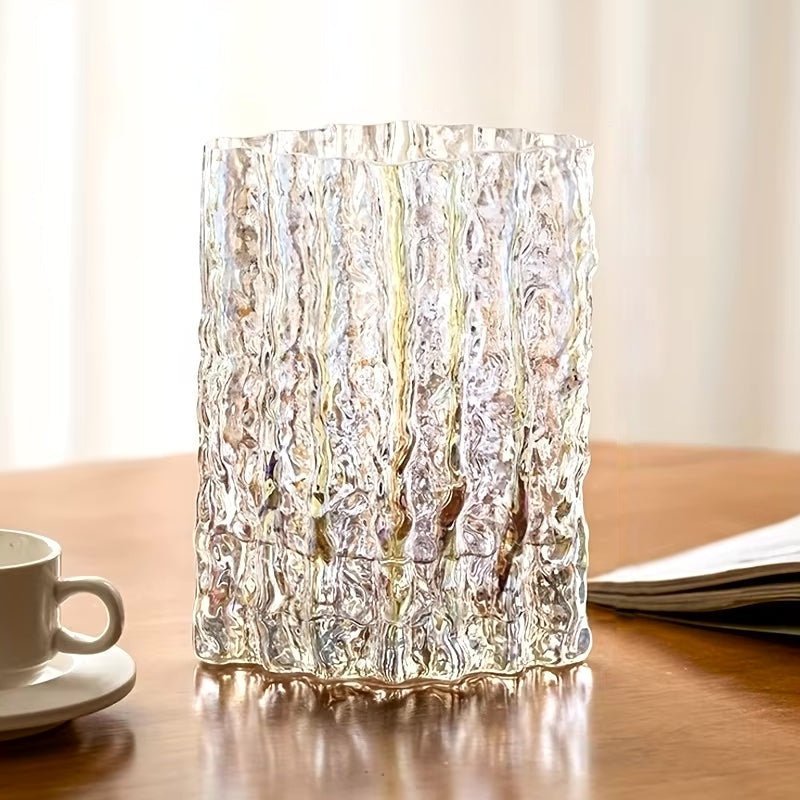 Hom & Ember – Elegant Frosted Textured Glass Vase for a Chic Home Décor with Timeless Charm - Hom & Ember