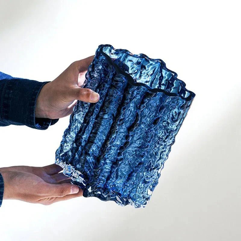 Hom & Ember – Elegant Frosted Textured Glass Vase for a Chic Home Décor with Timeless Charm - Hom & Ember