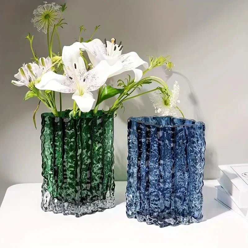 Hom & Ember – Elegant Frosted Textured Glass Vase for a Chic Home Décor with Timeless Charm - Hom & Ember