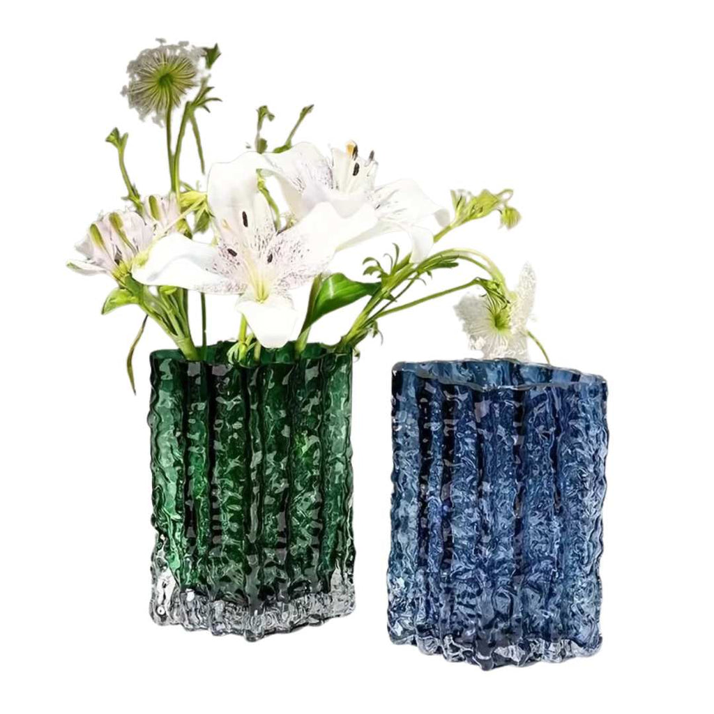 Hom & Ember – Elegant Frosted Textured Glass Vase for a Chic Home Décor with Timeless Charm - Hom & Ember