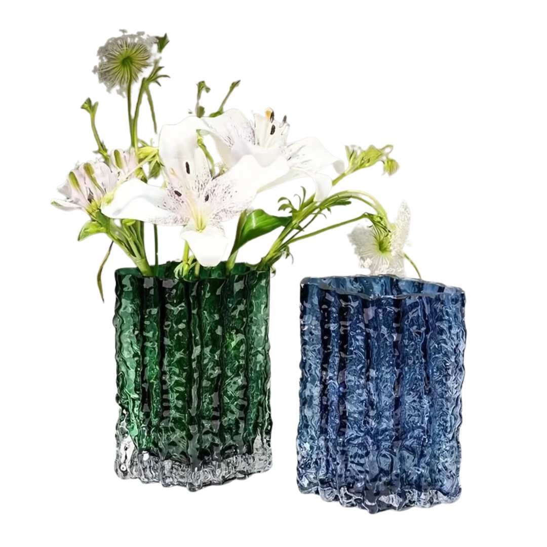 Hom & Ember – Elegant Frosted Textured Glass Vase for a Chic Home Décor with Timeless Charm - Hom & Ember