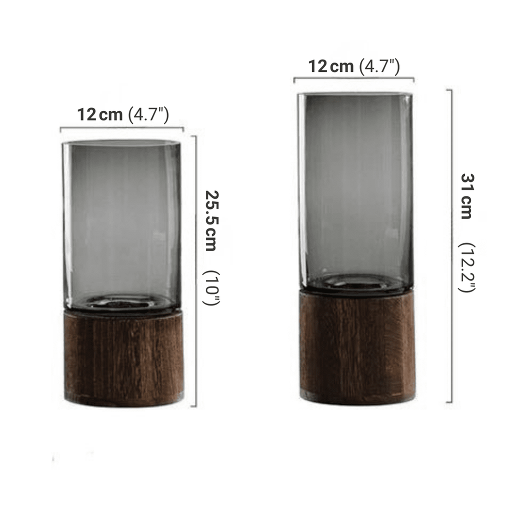 Hom & Ember – Elegant Glass and Wood Flower Vase for a Timeless Design with Rustic Charm - Hom & Ember
