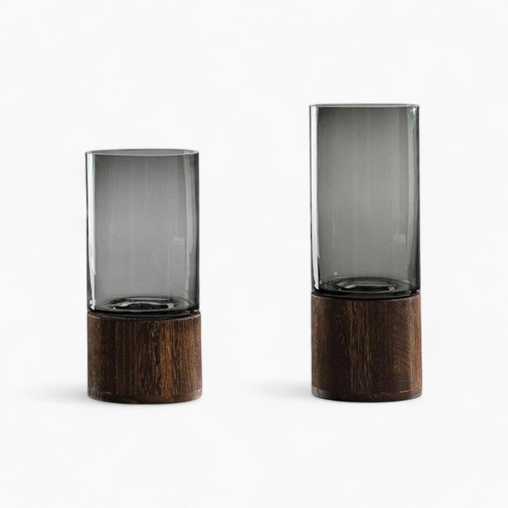 Hom & Ember – Elegant Glass and Wood Flower Vase for a Timeless Design with Rustic Charm - Hom & Ember