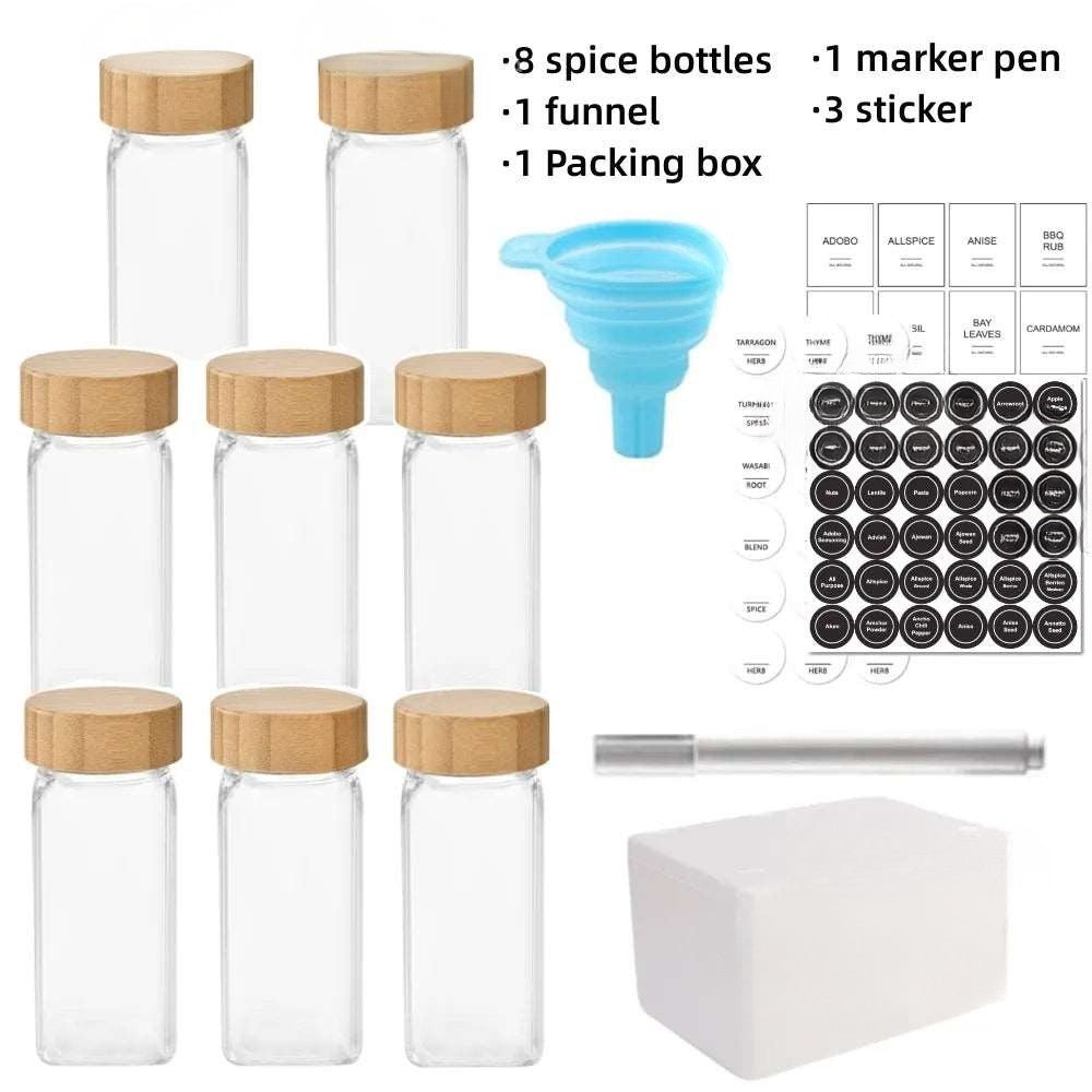 Hom & Ember – Elegant Glass Spice Jars for Organised Culinary Spaces with Timeless Charm - Hom & Ember