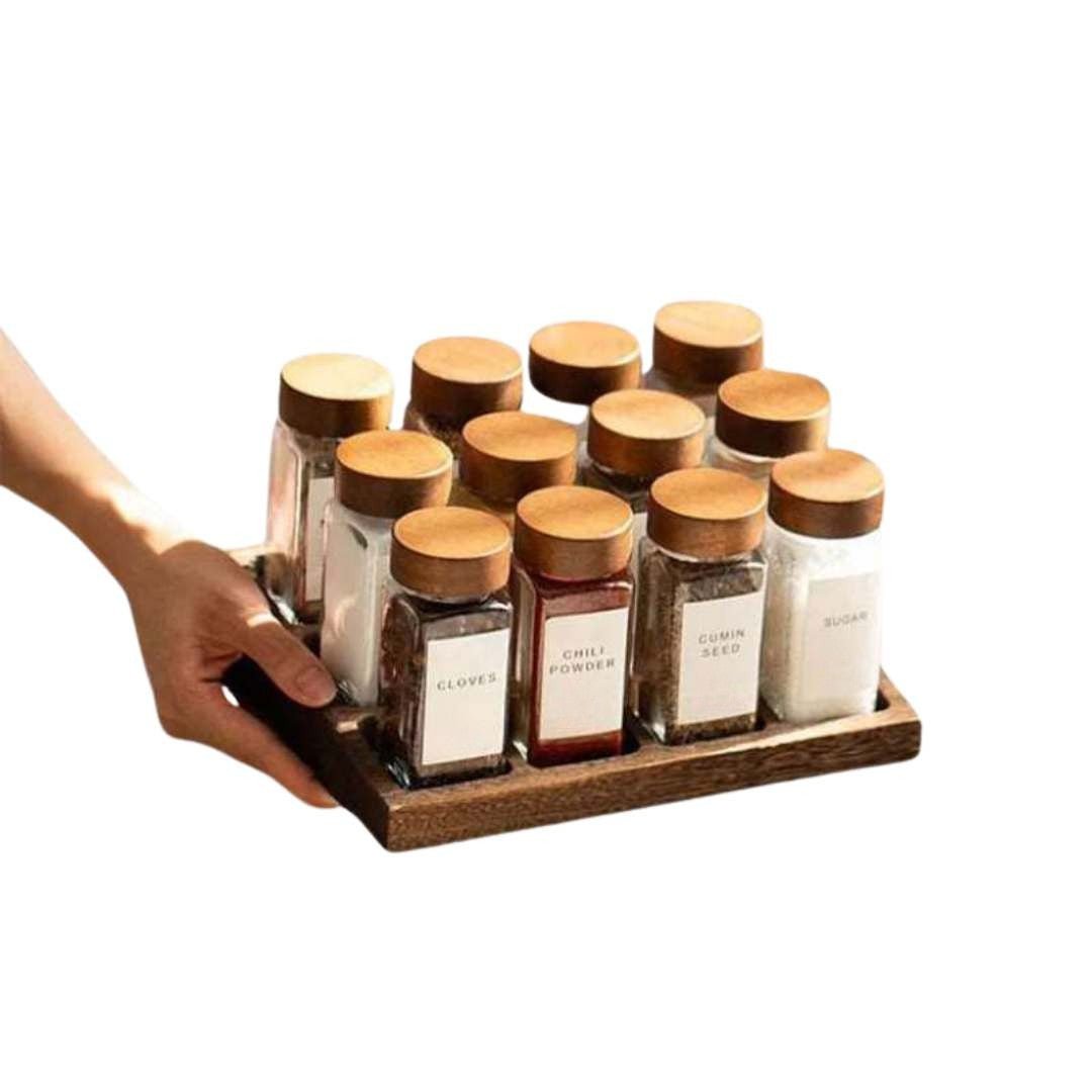 Hom & Ember – Elegant Glass Spice Jars for Organised Culinary Spaces with Timeless Charm - Hom & Ember