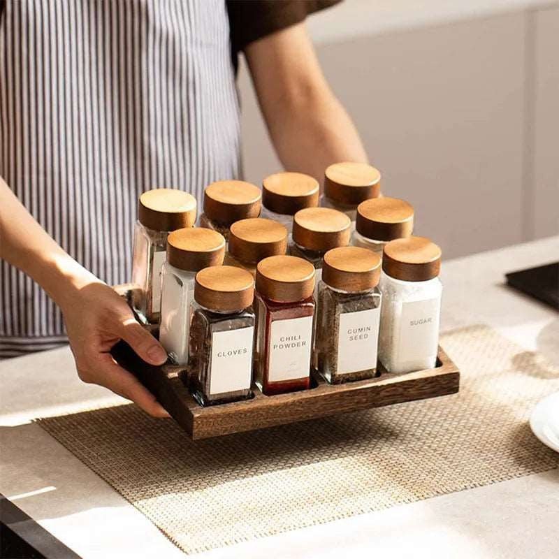 Hom & Ember – Elegant Glass Spice Jars for Organised Culinary Spaces with Timeless Charm - Hom & Ember