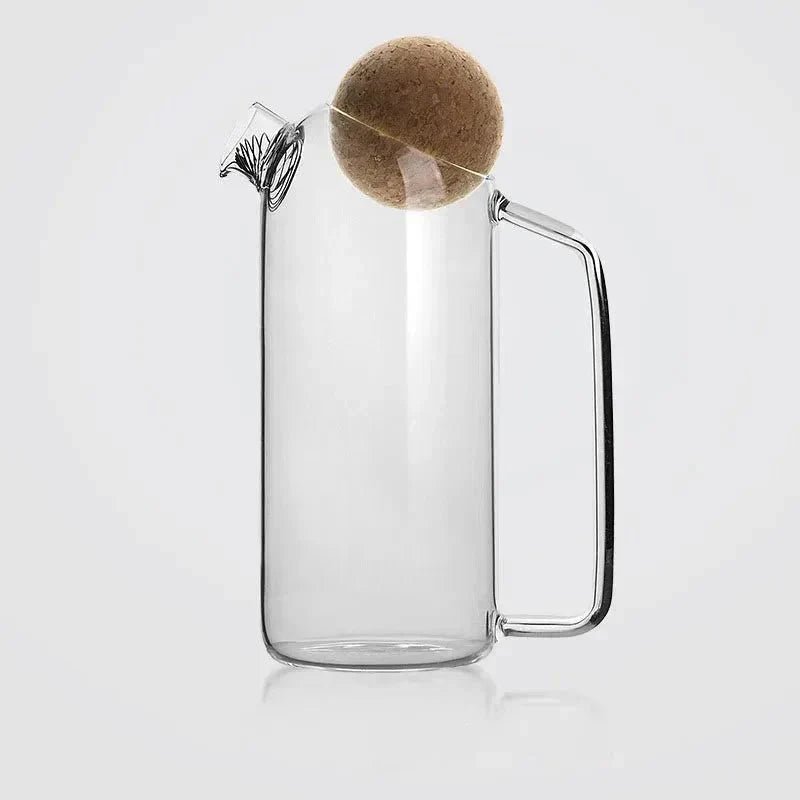 Hom & Ember – Elegant Glass Teapot with Round Natural Cork Lid for a Sophisticated Atmosphere - Hom & Ember