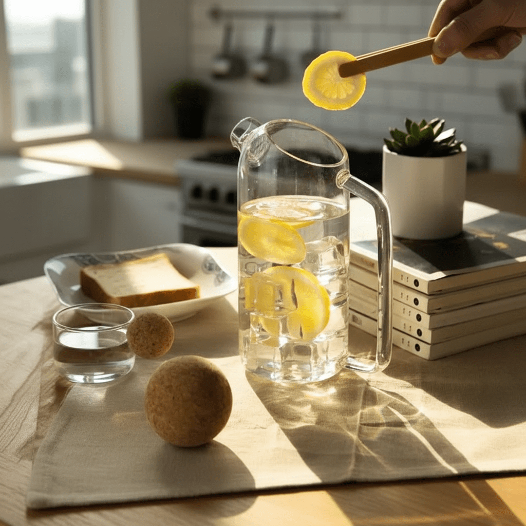 Hom & Ember – Elegant Glass Teapot with Round Natural Cork Lid for a Sophisticated Atmosphere - Hom & Ember