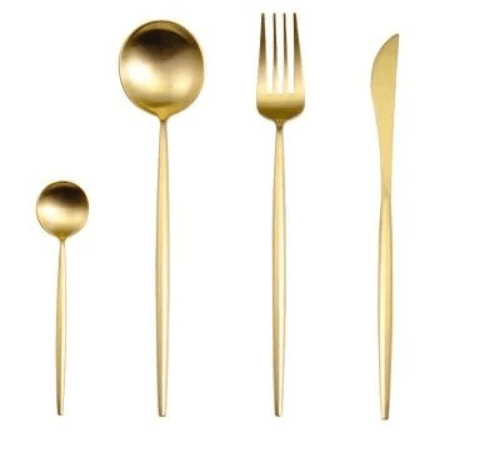 Hom & Ember – Elegant Gold and Silver Stainless Steel Cutlery Set for Sophisticated Dining Experiences - Hom & Ember