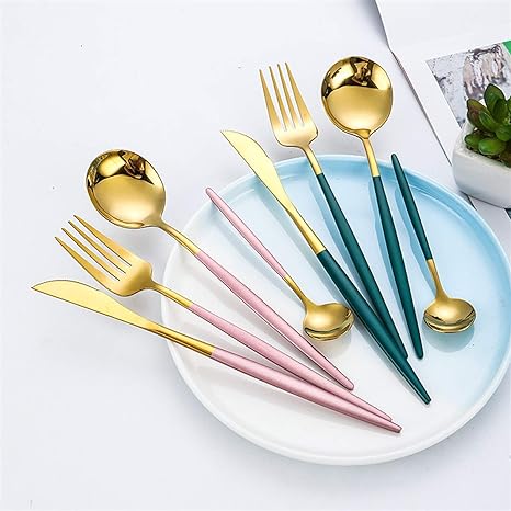 Hom & Ember – Elegant Gold and Silver Stainless Steel Cutlery Set for Sophisticated Dining Experiences - Hom & Ember