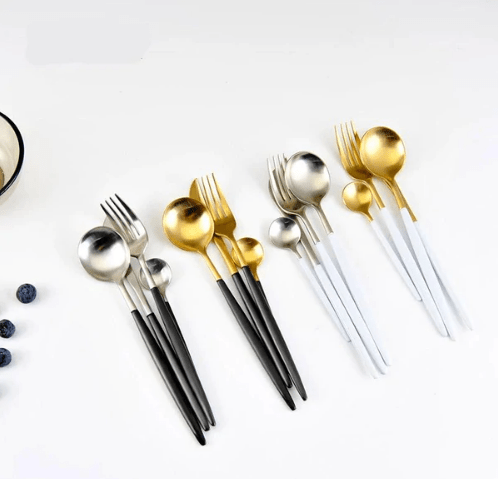 Hom & Ember – Elegant Gold and Silver Stainless Steel Cutlery Set for Sophisticated Dining Experiences - Hom & Ember