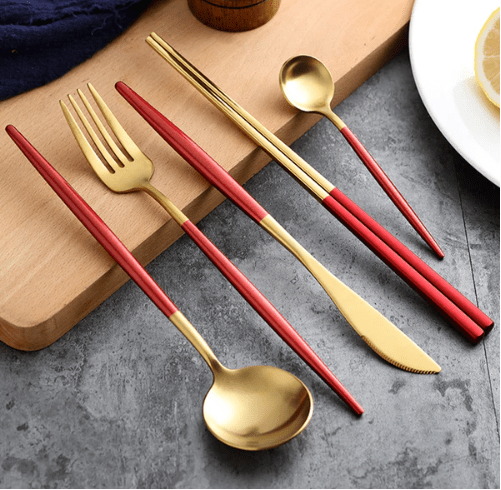 Hom & Ember – Elegant Gold and Silver Stainless Steel Cutlery Set for Sophisticated Dining Experiences - Hom & Ember