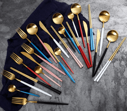 Hom & Ember – Elegant Gold and Silver Stainless Steel Cutlery Set for Sophisticated Dining Experiences - Hom & Ember