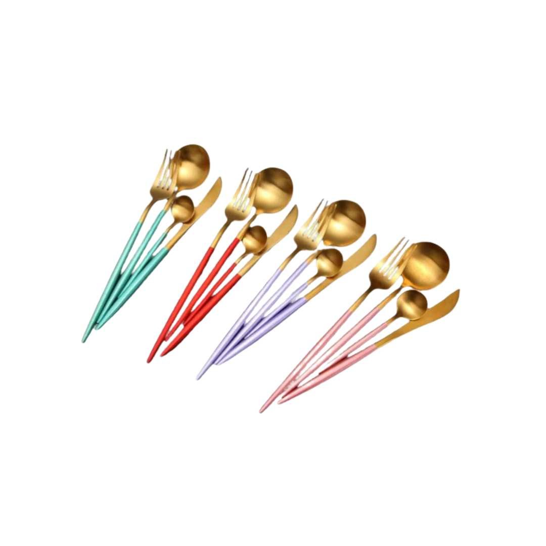 Hom & Ember – Elegant Gold and Silver Stainless Steel Cutlery Set for Sophisticated Dining Experiences - Hom & Ember