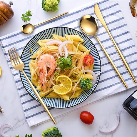 Hom & Ember – Elegant Gold and Silver Stainless Steel Cutlery Set for Sophisticated Dining Experiences - Hom & Ember