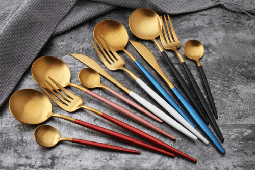 Hom & Ember – Elegant Gold and Silver Stainless Steel Cutlery Set for Sophisticated Dining Experiences - Hom & Ember