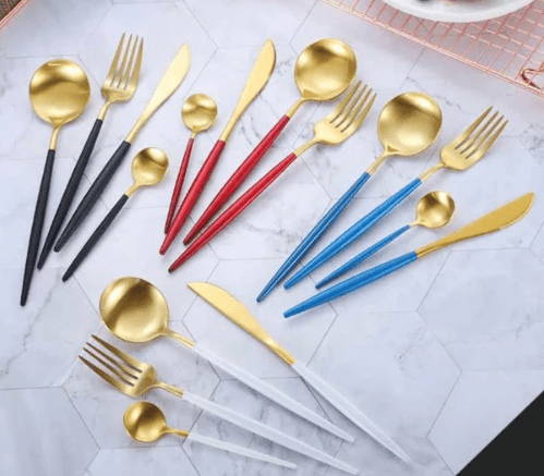 Hom & Ember – Elegant Gold and Silver Stainless Steel Cutlery Set for Sophisticated Dining Experiences - Hom & Ember