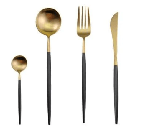 Hom & Ember – Elegant Gold and Silver Stainless Steel Cutlery Set for Sophisticated Dining Experiences - Hom & Ember