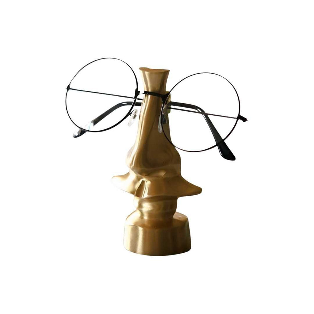 Hom & Ember – Elegant Gold Metal Nose and Glasses Sculpture for a Chic Display with Timeless Charm - Hom & Ember