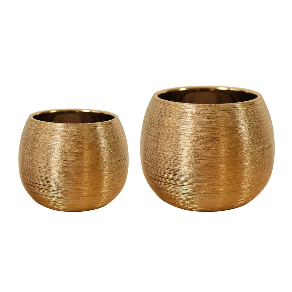 Hom & Ember – Elegant Gold - Plated Flower Pot for Stylish Home Décor and Luxurious Centrepiece - Hom & Ember