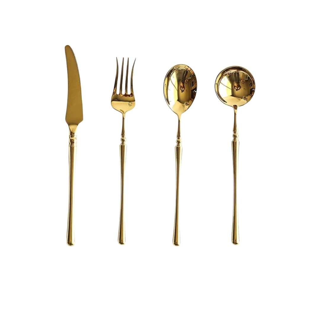 Hom & Ember – Elegant Gold - Plated Stainless Steel Cutlery Collection for a Refined Dining Experience - Hom & Ember