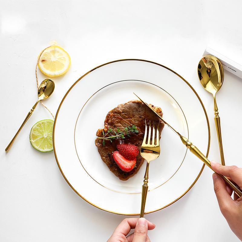 Hom & Ember – Elegant Gold - Plated Stainless Steel Cutlery Collection for a Refined Dining Experience - Hom & Ember