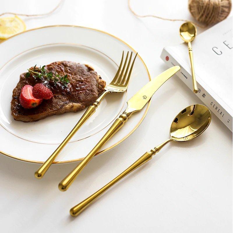 Hom & Ember – Elegant Gold - Plated Stainless Steel Cutlery Collection for a Refined Dining Experience - Hom & Ember