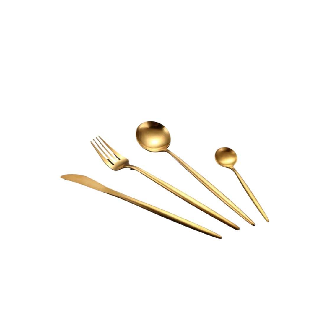 Hom & Ember – Elegant Gold Stainless Steel Cutlery Collection for a Refined Dining Experience - Hom & Ember
