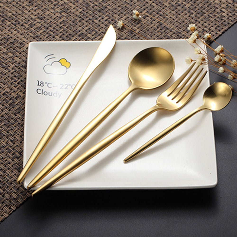 Hom & Ember – Elegant Gold Stainless Steel Cutlery Collection for a Refined Dining Experience - Hom & Ember
