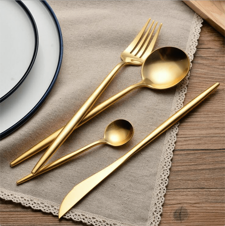 Hom & Ember – Elegant Gold Stainless Steel Cutlery Collection for a Refined Dining Experience - Hom & Ember