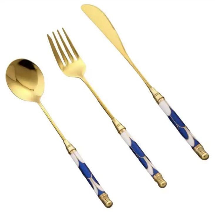 Hom & Ember – Elegant Golden Cutlery Set for Mediterranean - Inspired Dining, Perfect for a Serene Ambiance - Hom & Ember