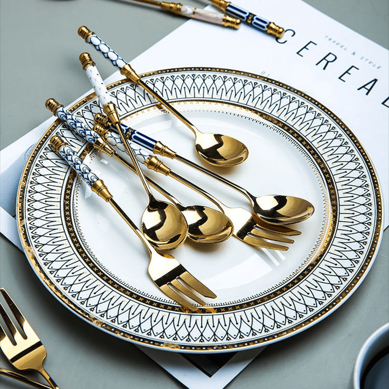 Hom & Ember – Elegant Golden Cutlery Set for Mediterranean - Inspired Dining, Perfect for a Serene Ambiance - Hom & Ember