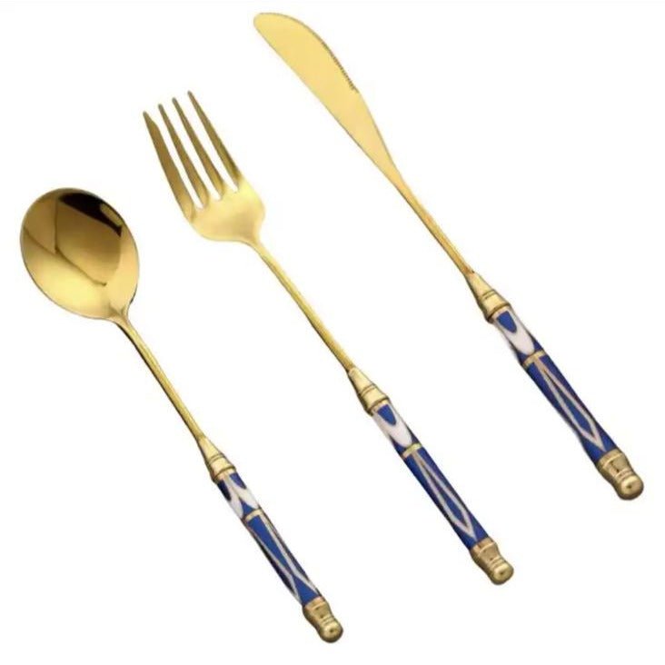 Hom & Ember – Elegant Golden Cutlery Set for Mediterranean - Inspired Dining, Perfect for a Serene Ambiance - Hom & Ember