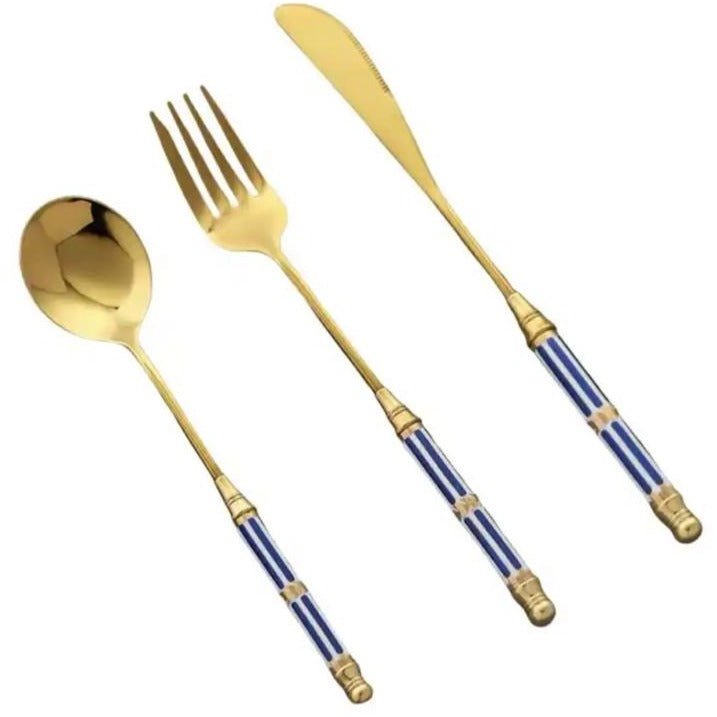 Hom & Ember – Elegant Golden Cutlery Set for Mediterranean - Inspired Dining, Perfect for a Serene Ambiance - Hom & Ember