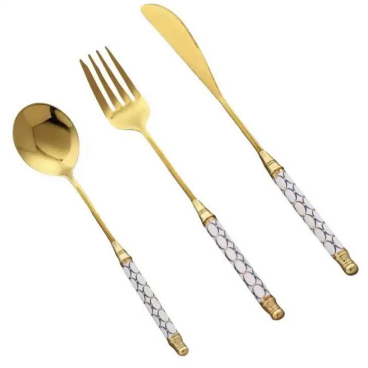 Hom & Ember – Elegant Golden Cutlery Set for Mediterranean - Inspired Dining, Perfect for a Serene Ambiance - Hom & Ember