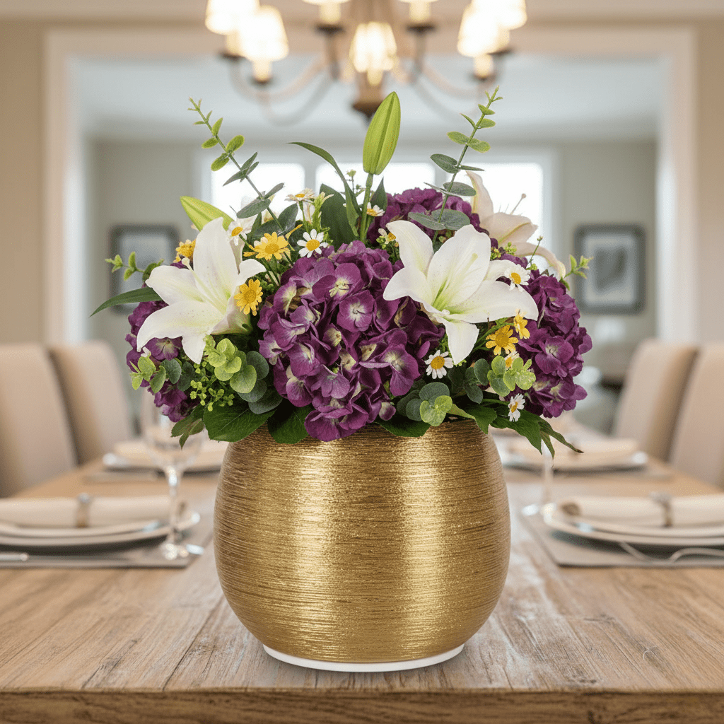 Hom & Ember – Elegant Golden Sphere Flower Pot in Premium Ceramic for a Stylish Decor - Hom & Ember