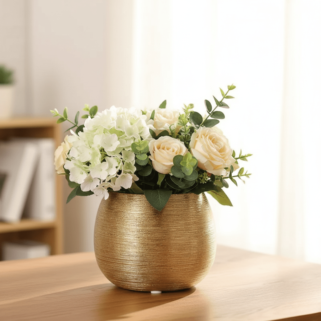 Hom & Ember – Elegant Golden Sphere Flower Pot in Premium Ceramic for a Stylish Decor - Hom & Ember