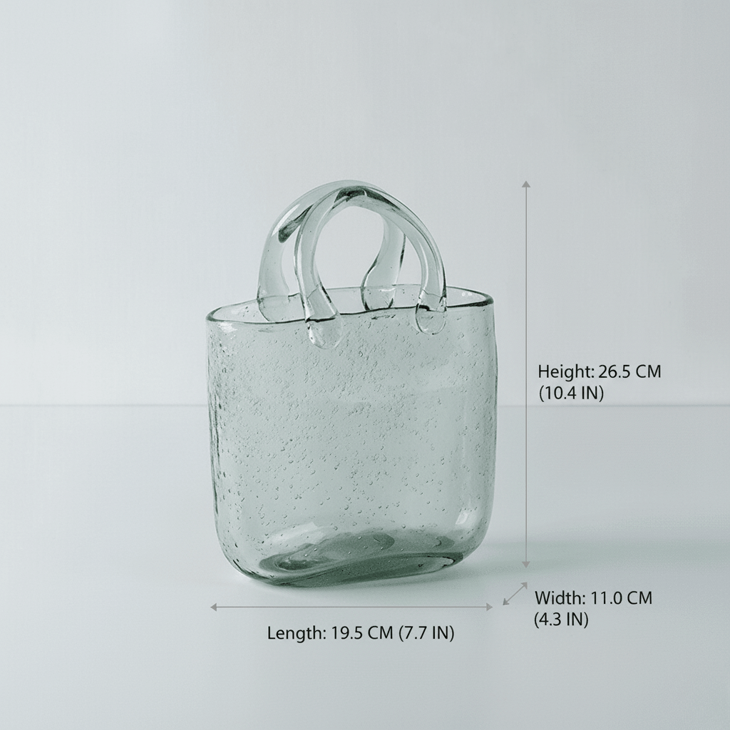 Hom & Ember – Elegant Handbag - Shaped Glass Vase for a Chic Statement Piece in your Interiors - Hom & Ember