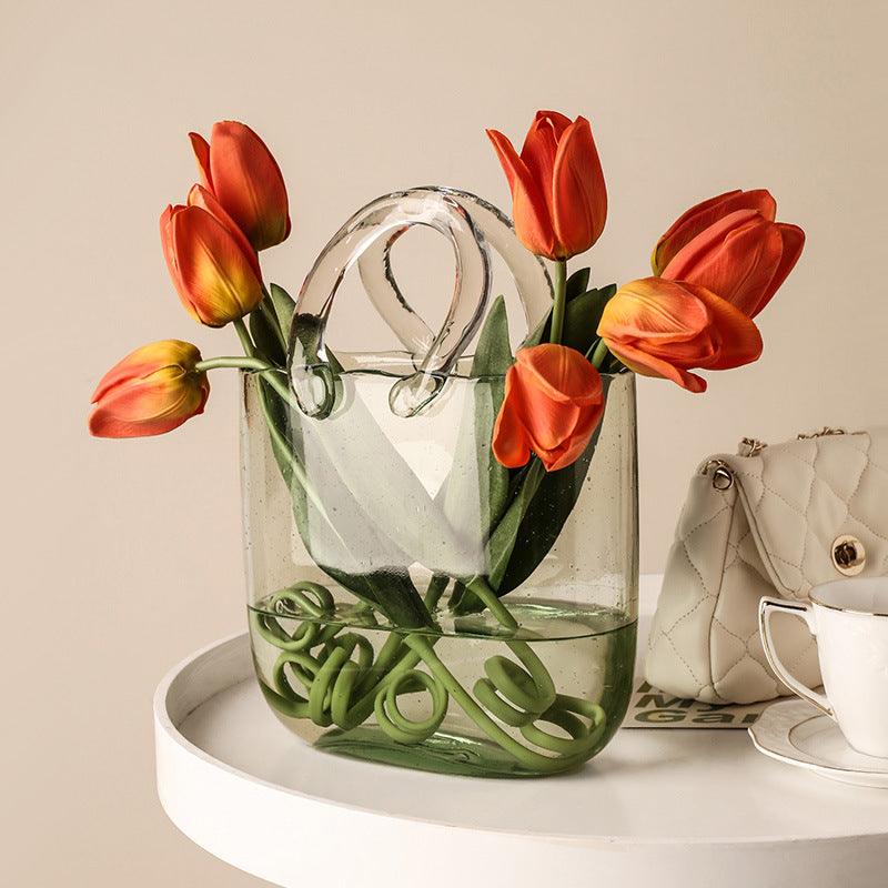 Hom & Ember – Elegant Handbag - Shaped Glass Vase for a Chic Statement Piece in your Interiors - Hom & Ember