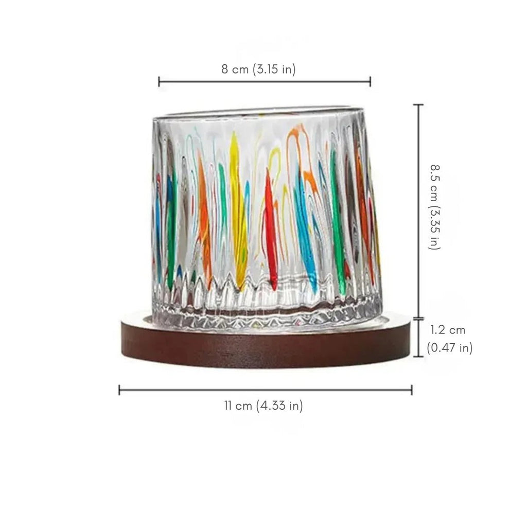 Hom & Ember – Elegant Ivy Crystal Whisky Glasses with Chic Wooden Coasters for a Serene Ambiance - Hom & Ember